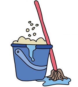 how to doodle Mop and bucket